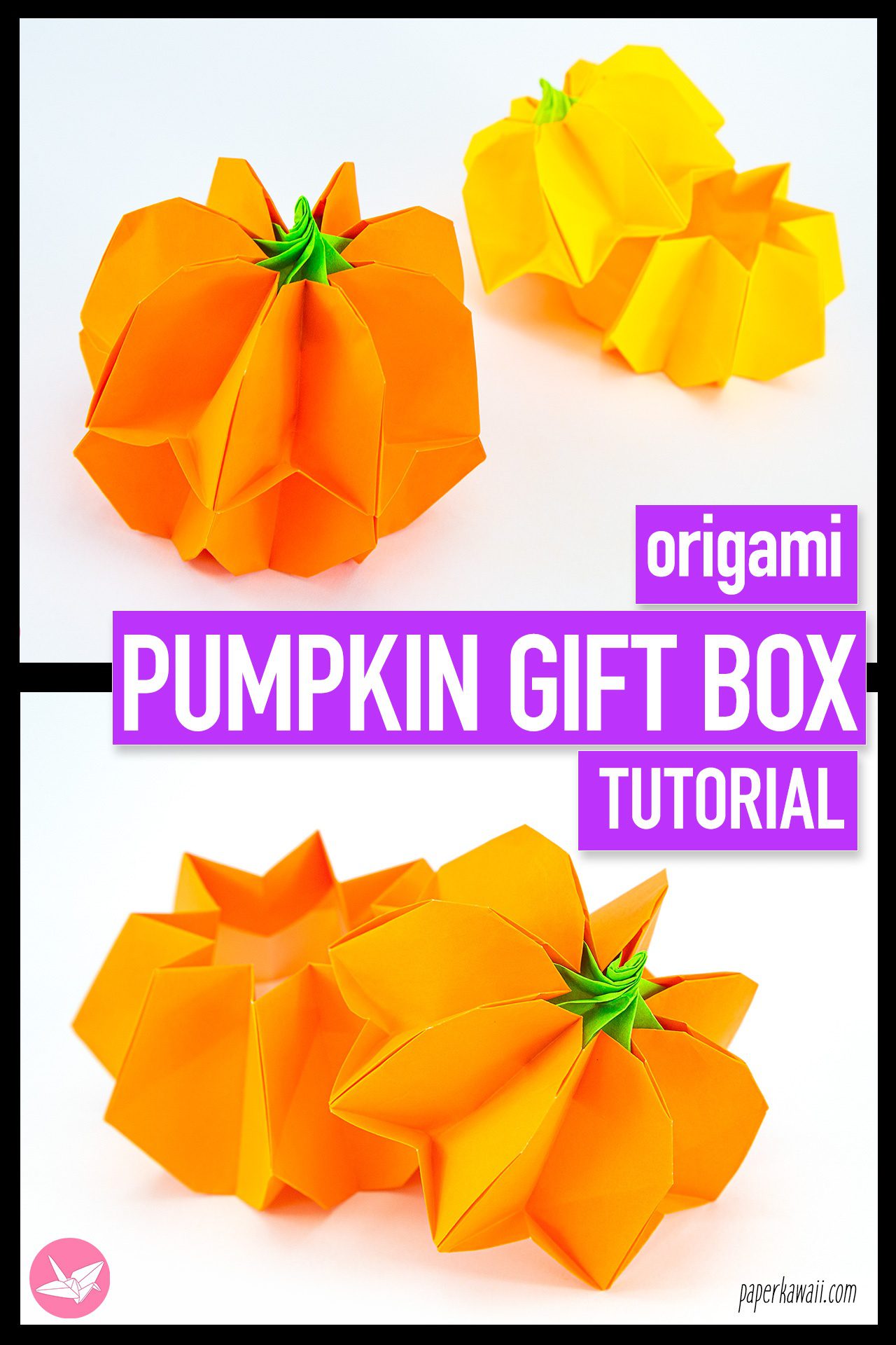 Halloween Origami Pumpkin Box Tutorial Paper Kawaii