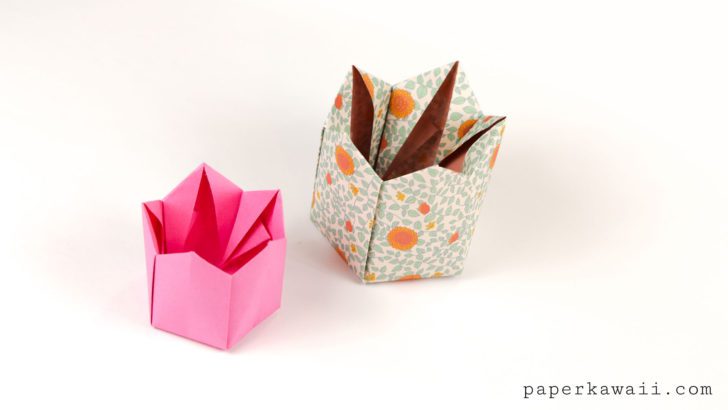 Pentagonal Origami Crown Box Lid Instructions Paper Kawaii