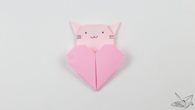 Origami Cat Heart Tutorial - Origami Heart Pocket - Paper Kawaii