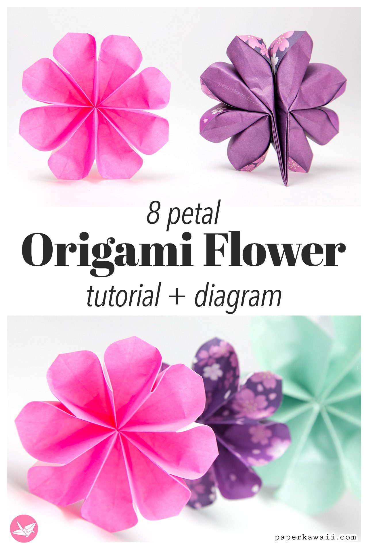 Easy 8 Petal Origami Flower Tutorial - Paper Kawaii