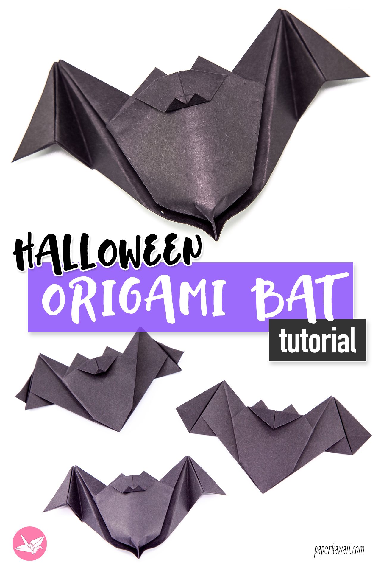 Spooky Origami Bat For Halloween Tutorial - Paper Kawaii