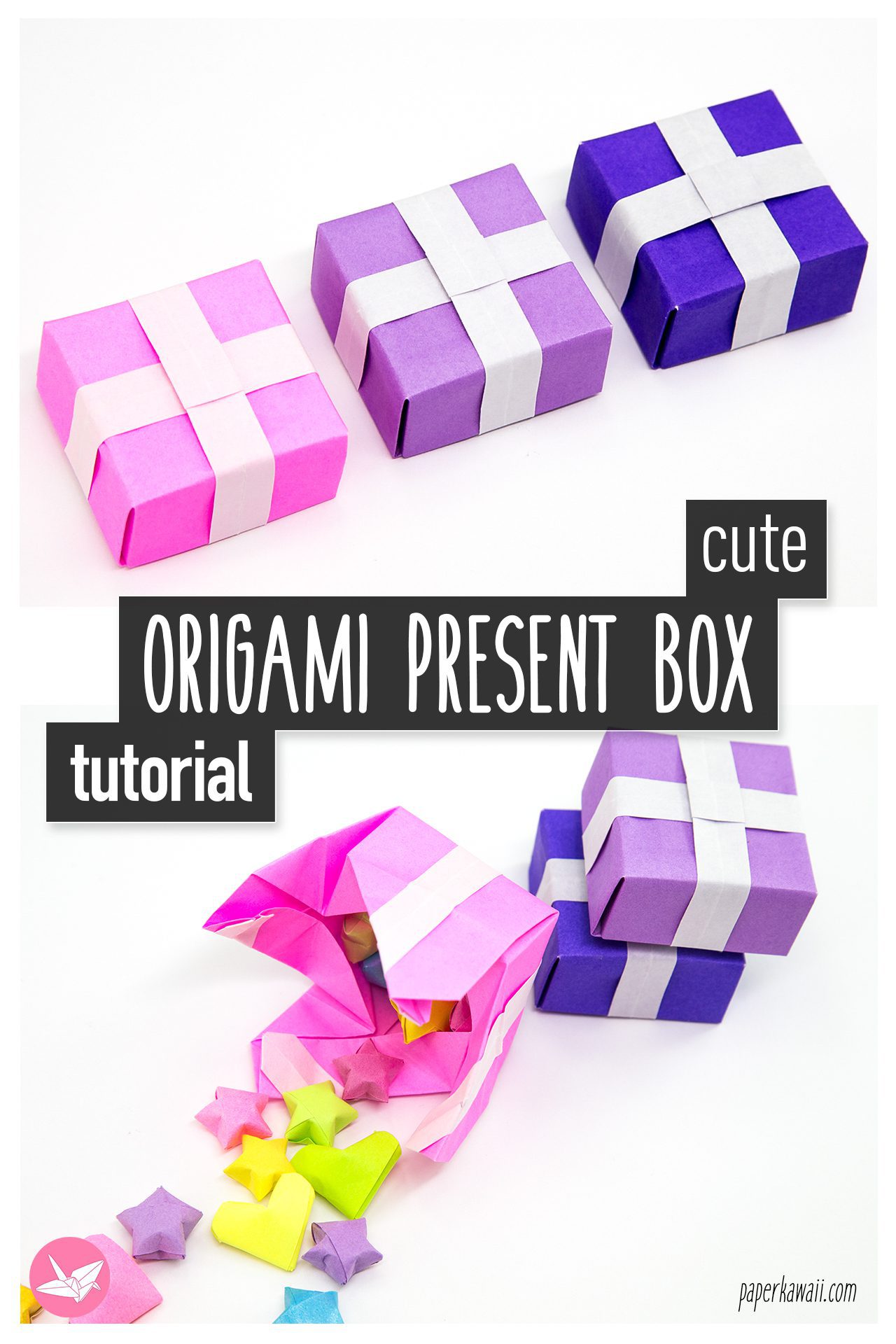 Cute Origami Present Gift Box Tutorial - Paper Kawaii