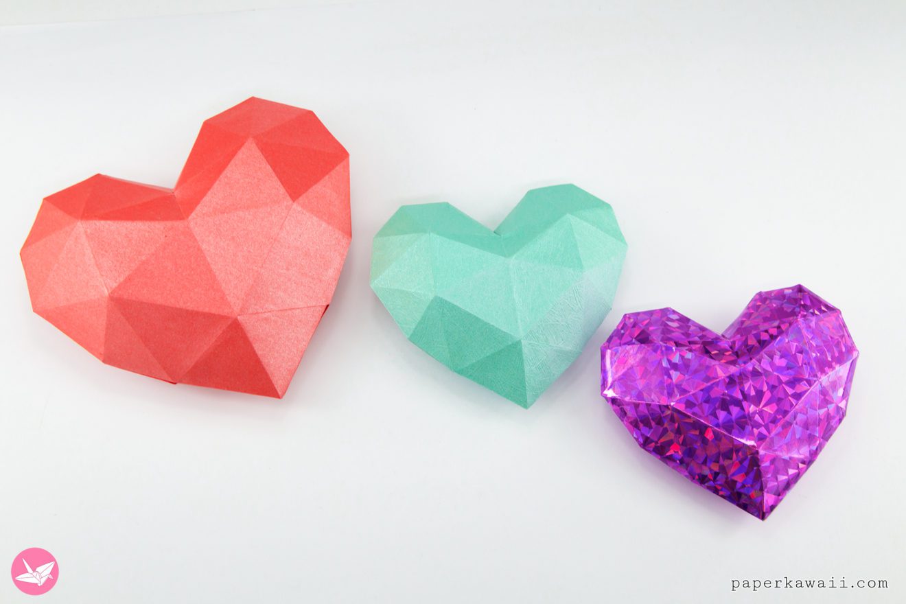 3D Paper Heart Tutorial & Free Template - Paper Kawaii