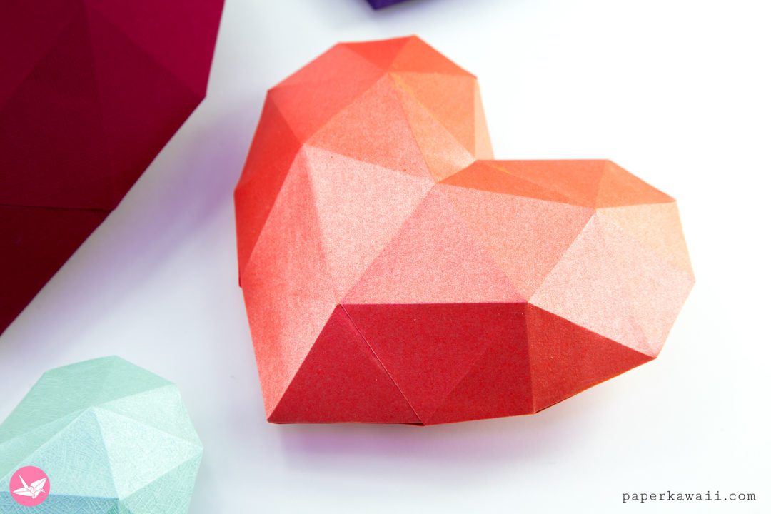 3D Paper Heart Tutorial & Free Template - Paper Kawaii