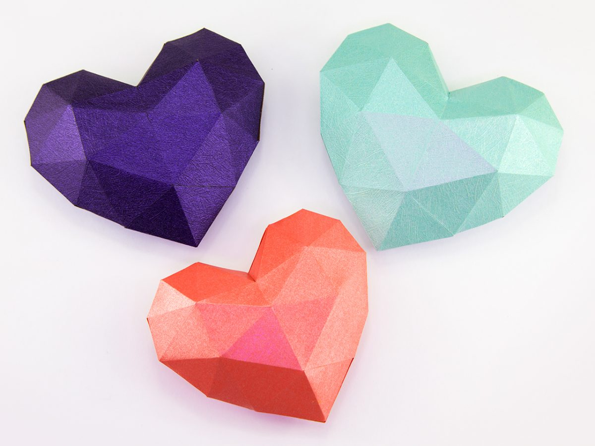 3d paper heart tutorial free template paper kawaii