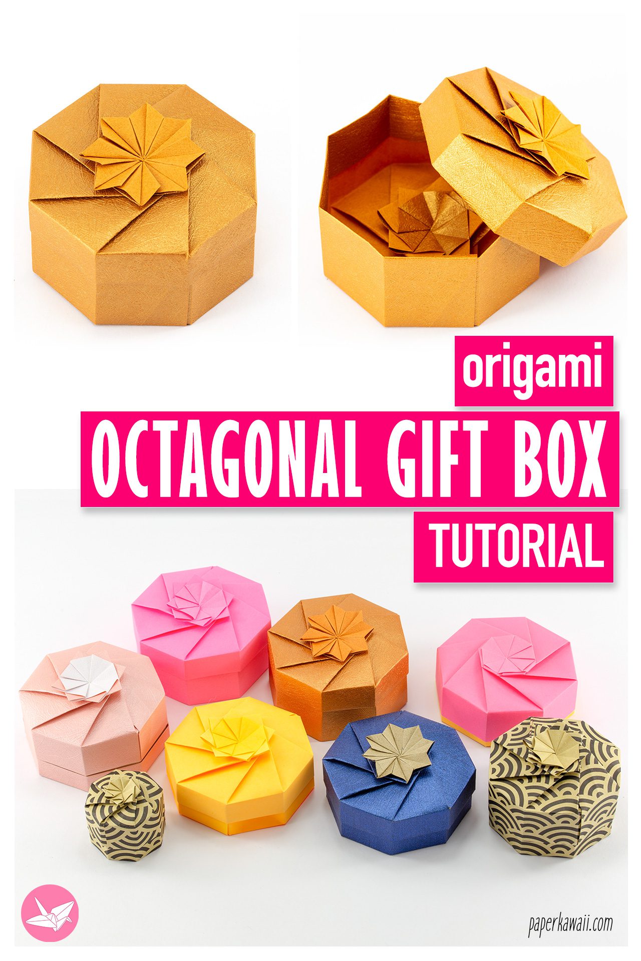 Octagonal Origami Gift Box Tutorial Paper Kawaii