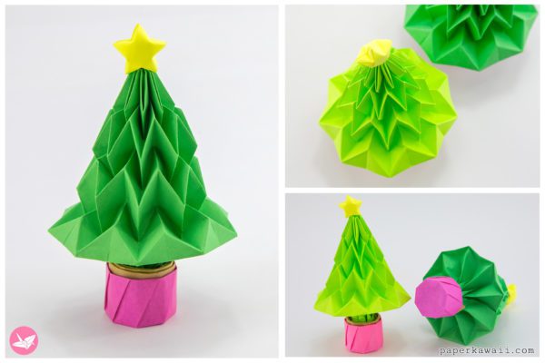 How To Make A 3D Origami Christmas Tree - Paper Kawaii