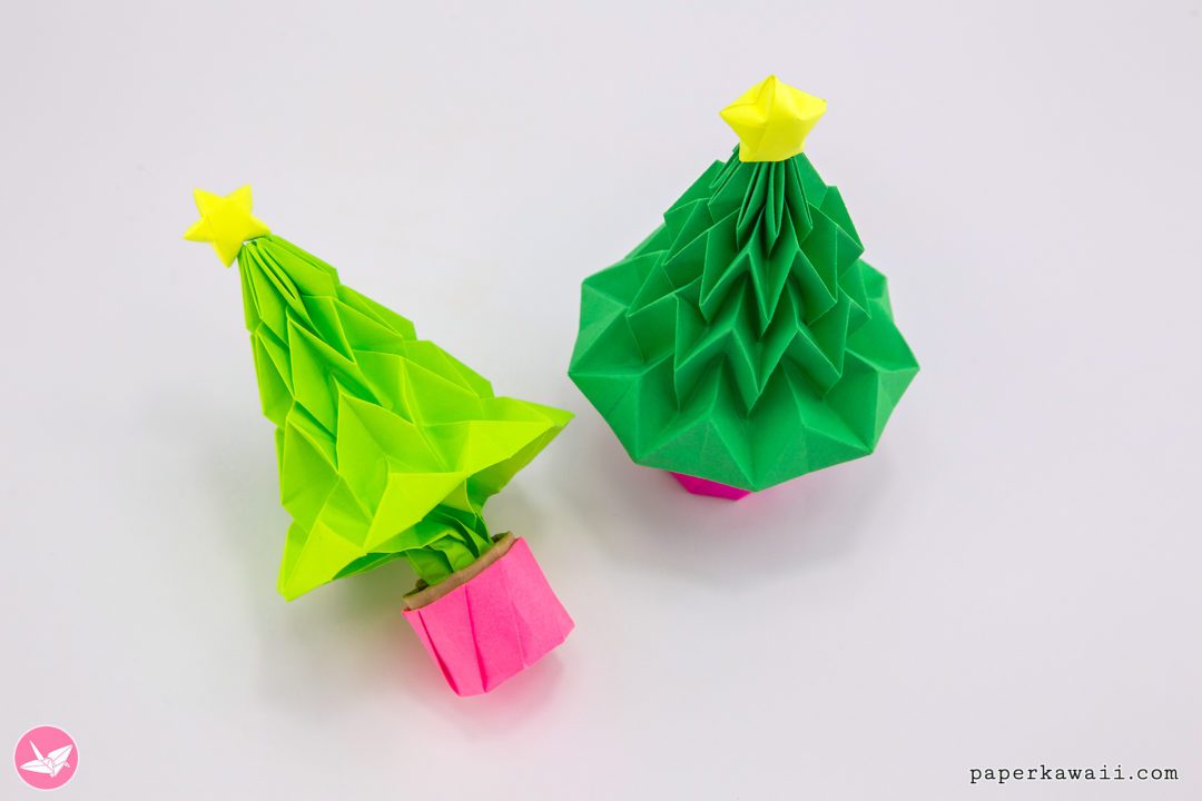 How To Make A 3D Origami Christmas Tree - Paper Kawaii