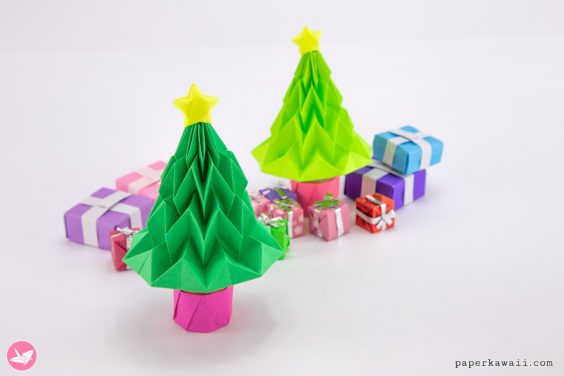 How To Make A 3D Origami Christmas Tree - Paper Kawaii