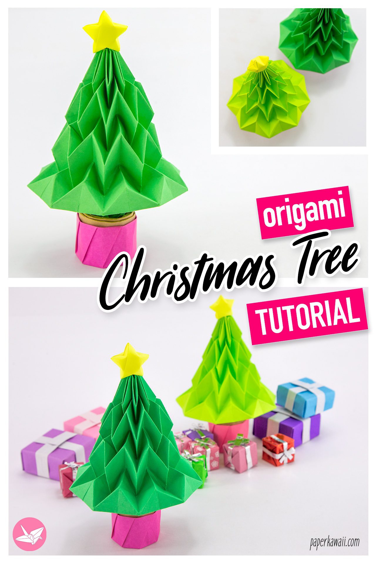 How To Make A 3D Origami Christmas Tree - Paper Kawaii